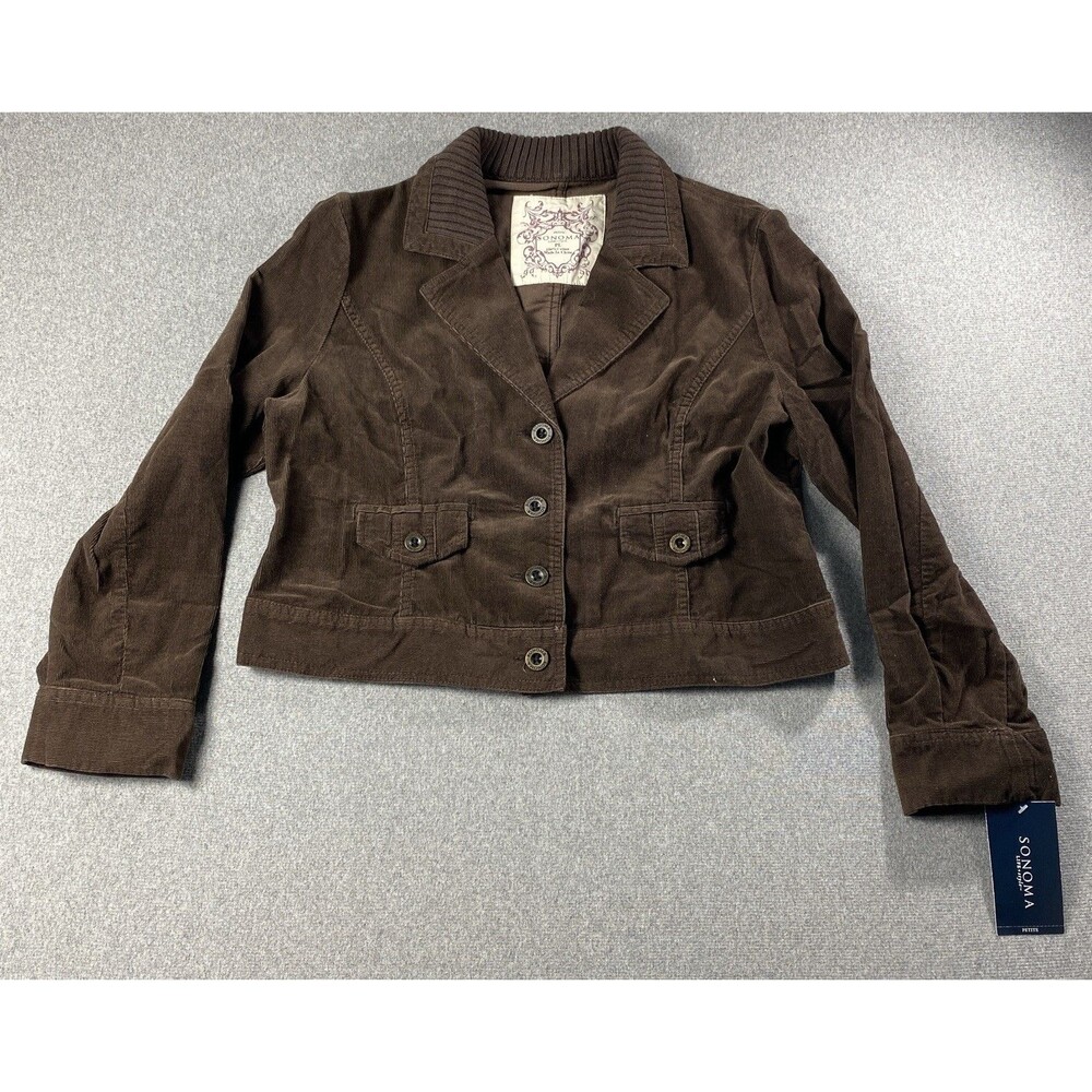 Sonoma Women Petite Corduroy Jacket Size Pl Brown NWT Stretch